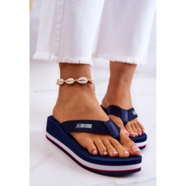 Chinelos femininos de cunha Big Star JJ274A331 Azul marinho 2