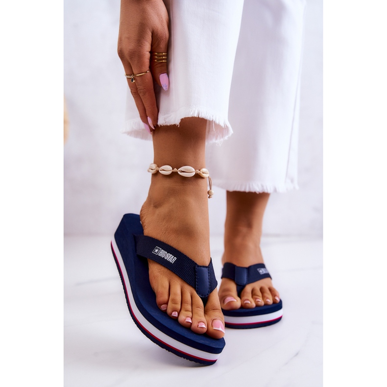 Chinelos femininos de cunha Big Star JJ274A331 Azul marinho 1