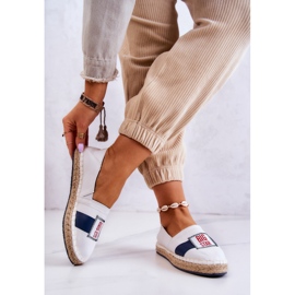 Espadrilhas femininas sem salto Big Star JJ274964 branco e azul marinho 2