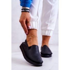 Sapatos femininos de couro sem salto Maciejka 03512-01 preto 1