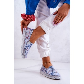 Sapatos femininos de couro sem salto Maciejka 03512-39 azul 2