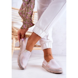 Sapatos femininos de couro sem salto Maciejka 03512-28 Rosa claro 2