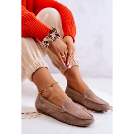 Mocassins femininos de camurça Big Star JJ274658 Cappuccino bege castanho 2