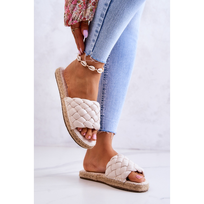 Chinelos de couro trançado Big Star JJ274922 Bege 2