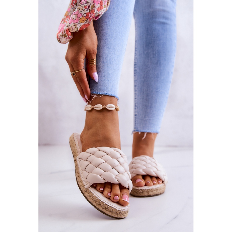 Chinelos de couro trançado Big Star JJ274922 Bege 1