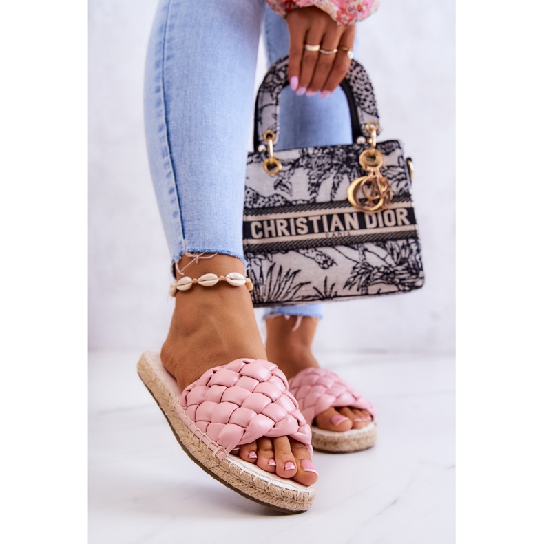 Chinelos trançados de couro Big Star JJ274921 Rosa 2