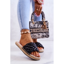 Chinelos de couro trançado Big Star JJ274919 Preto 2