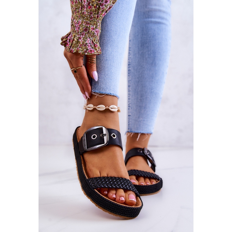 Chinelos da moda com fivela Big Star JJ274730 Preto 2