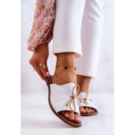 Chinelos femininos de couro Nicole 2659/003 Branco 1