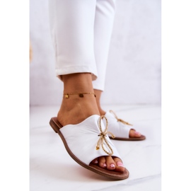 Chinelos femininos de couro Nicole 2659/003 Branco 2