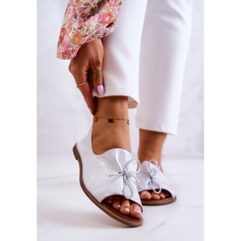 Bailarinas Femininas de Couro Nicole 2660/005 Branco Prata 1