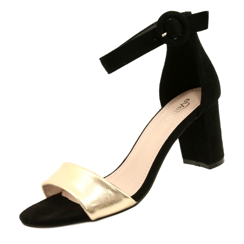 Sandálias pretas e douradas no salto Evento 20SD98-1617 preto dourado 3