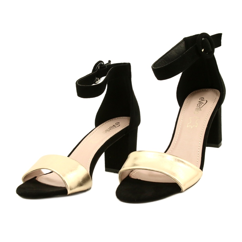Sandálias pretas e douradas no salto Evento 20SD98-1617 preto dourado 2