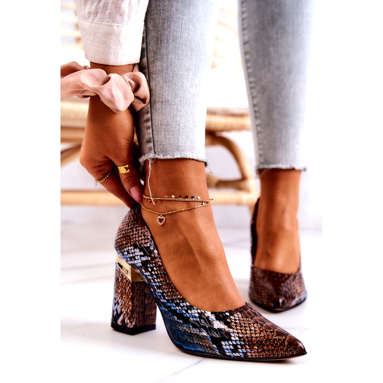 Lewski Shoes Sapatos de couro Lewski Snake 3117 Marrom-Azul castanho 1