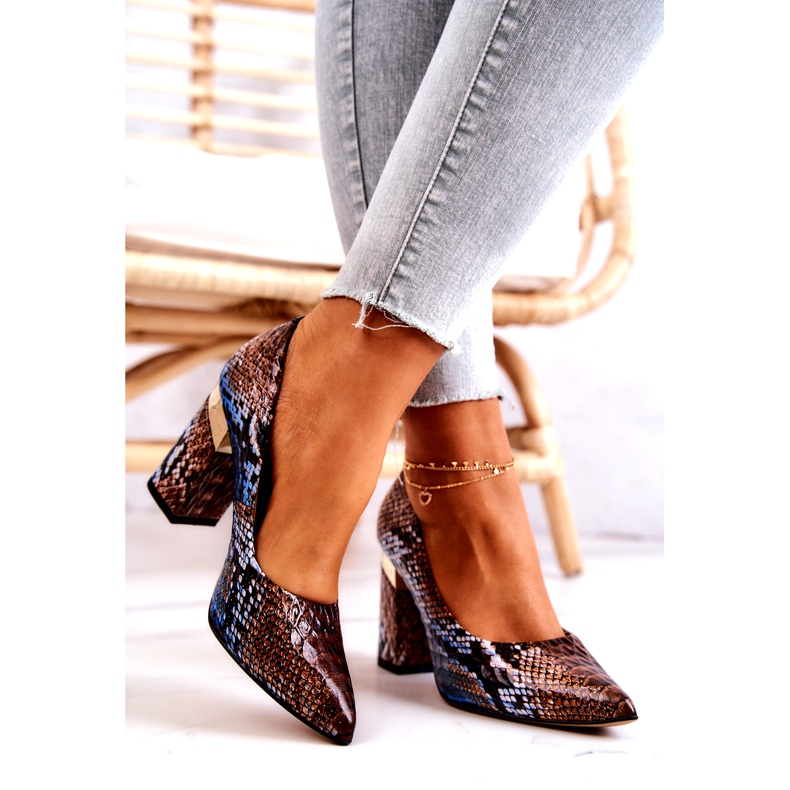 Lewski Shoes Sapatos de couro Lewski Snake 3117 Marrom-Azul castanho 2