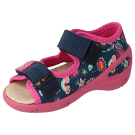 Calçado infantil Befado pu 065P172 azul marinho rosa 2