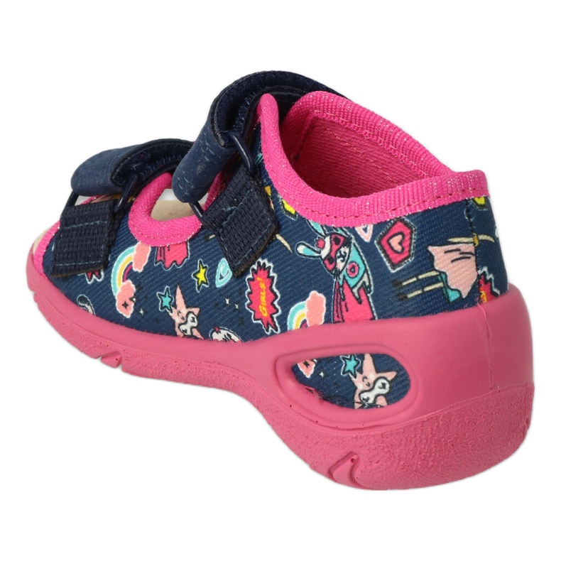 Calçado infantil Befado pu 065P172 azul marinho rosa 3