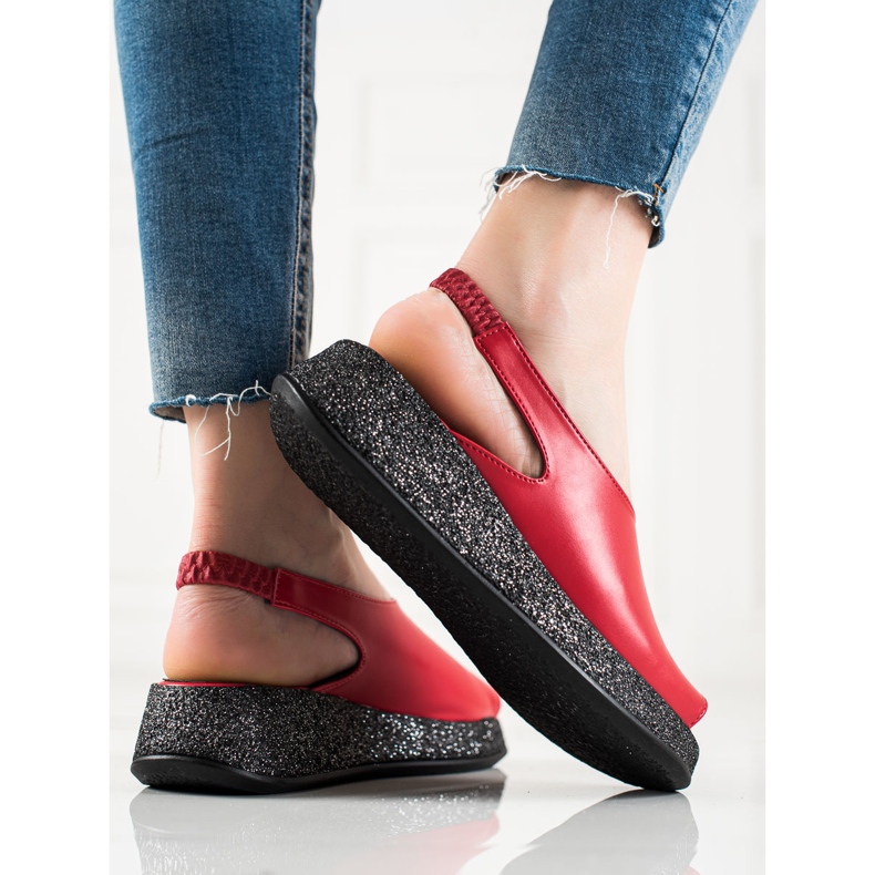 TRENDI Sandálias na plataforma Glitter vermelho 1