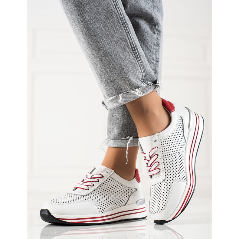 Tênis VINCEZA openwork branco vermelho 2