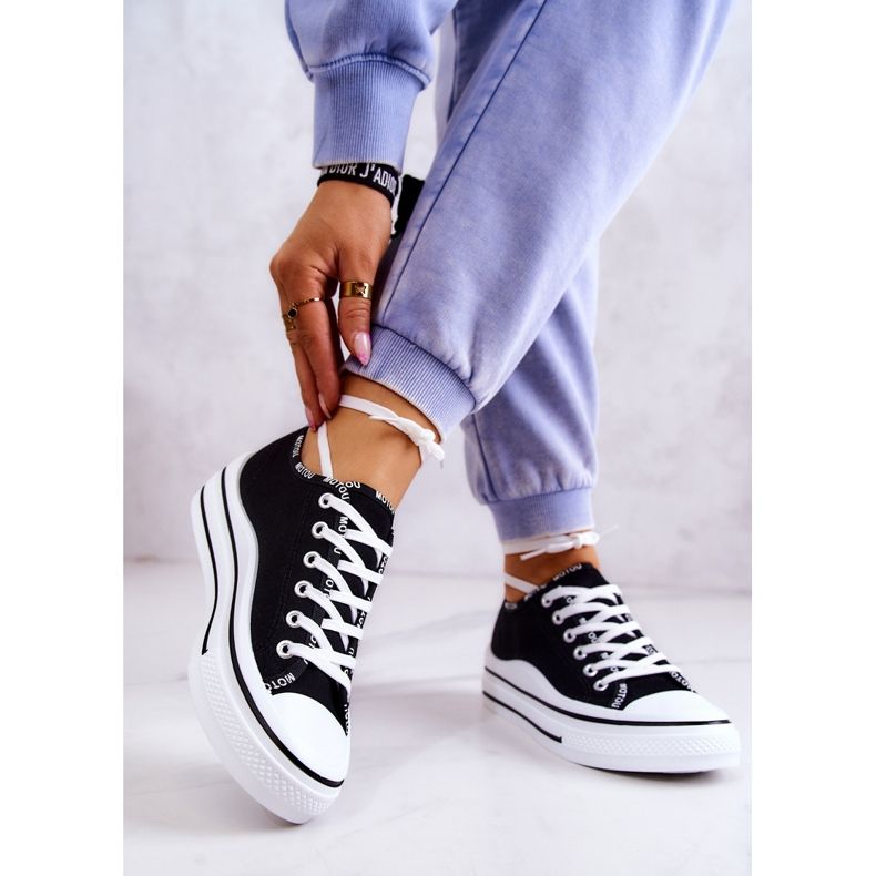 S.Barski Tênis feminino Black Menifee com amarração preto 2