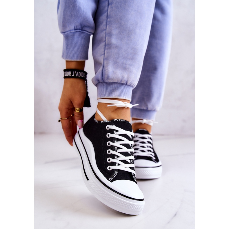 S.Barski Tênis feminino Black Menifee com amarração preto 1