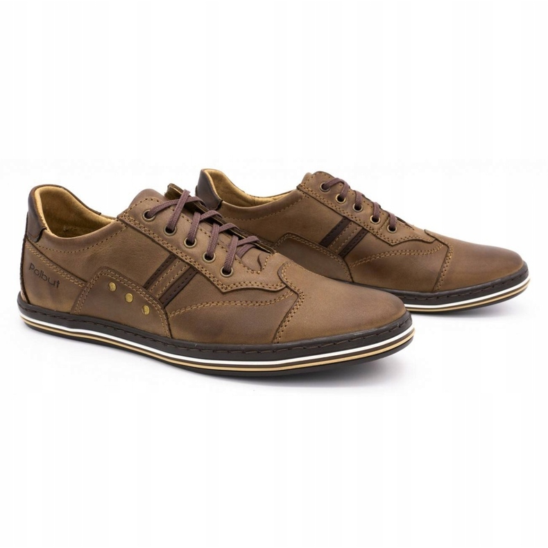 Polbut Sapatos masculinos casuais marrons 1801 castanho 3
