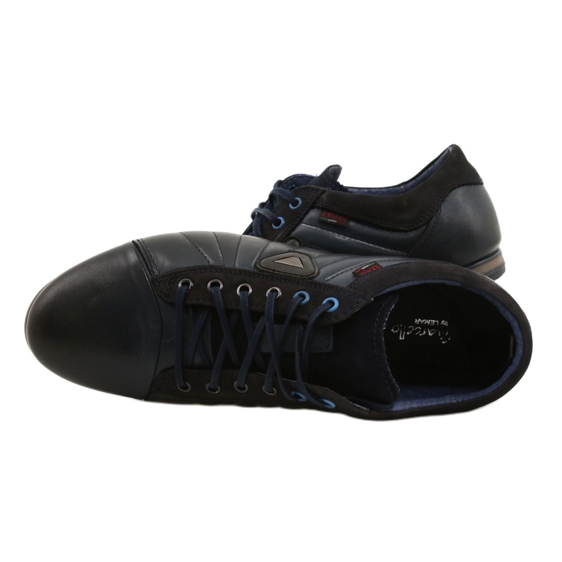 Lemar Sapatos de couro masculino 1615 azul marinho 5