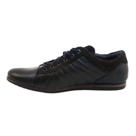 Lemar Sapatos de couro masculino 1615 azul marinho 1