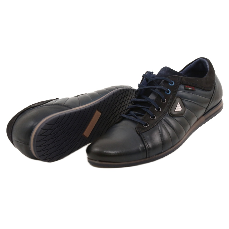 Lemar Sapatos de couro masculino 1615 azul marinho 4