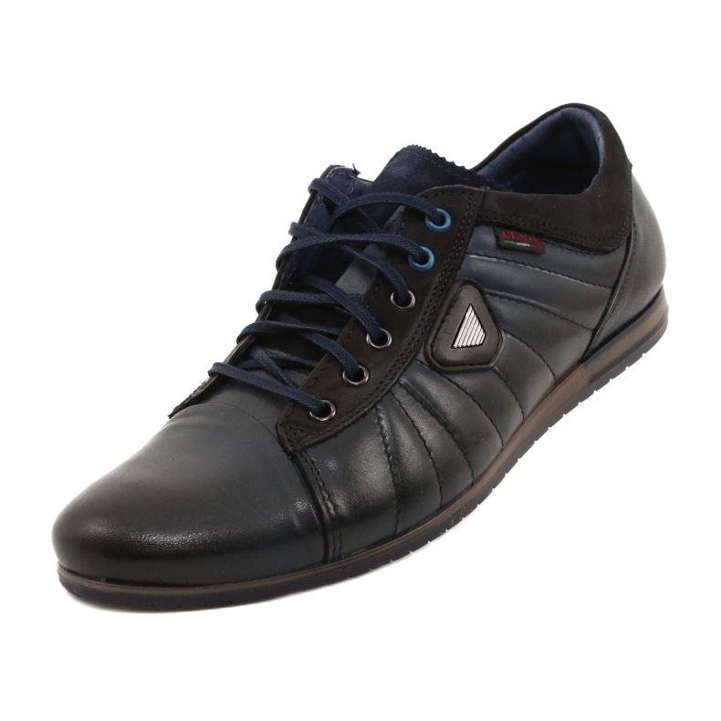 Lemar Sapatos de couro masculino 1615 azul marinho 3