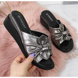 Chinelos na cunha Vinceza W JAN115B prata 1