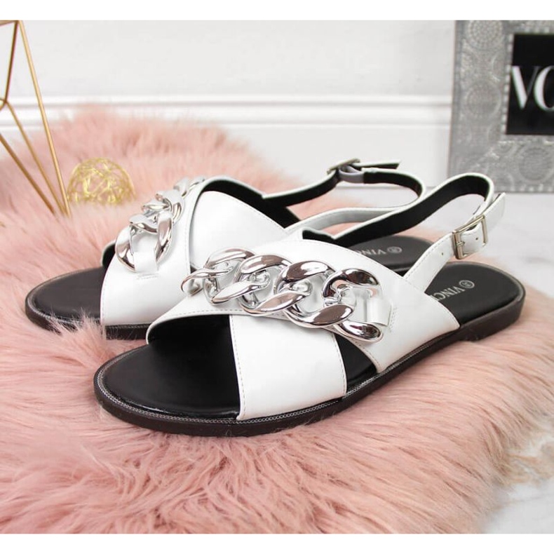 Sandálias com corrente Vinceza W JAN116B branco 2 Sandálias com corrente Vinceza W JAN116B branco 2