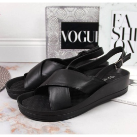 Sandália de cunha preta Vinceza W JAN117A preto 2