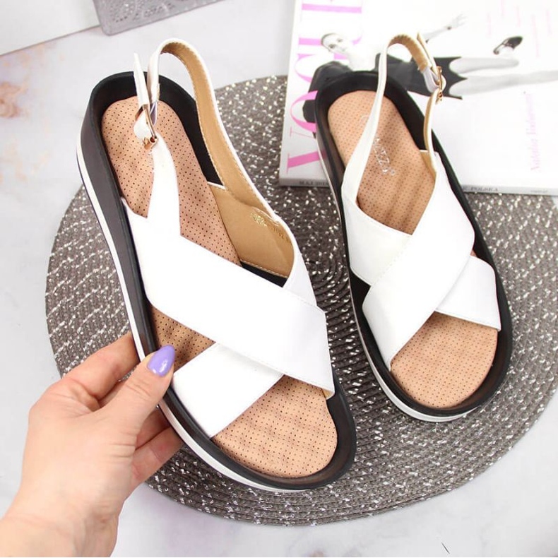 Sandálias de cunha Vinceza W JAN117B branco 1