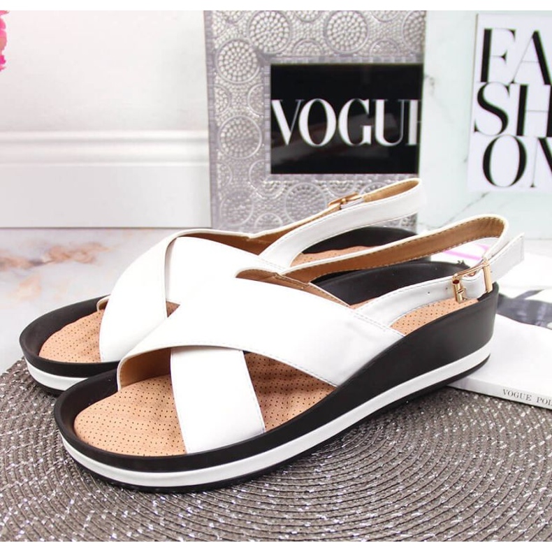 Sandálias de cunha Vinceza W JAN117B branco 2