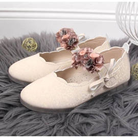 Bailarinas de velcro com flores Vinceza Jr JAN99A bege 2
