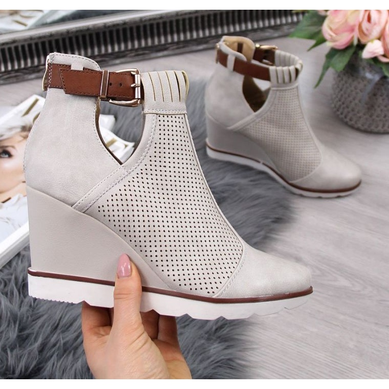 Tênis de cunha a céu aberto Filippo W PAW117A bege 1