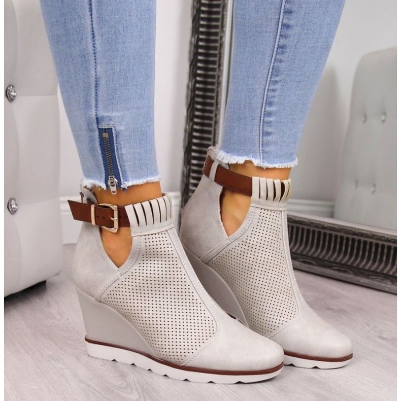 Tênis de cunha a céu aberto Filippo W PAW117A bege 2