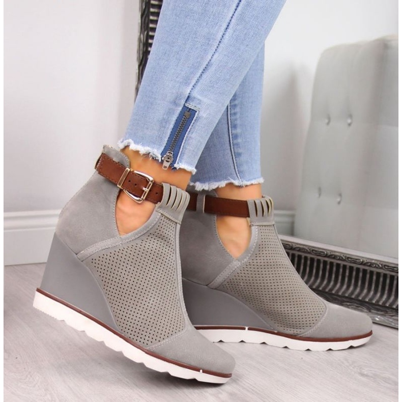 Tênis de cunha vazada cinza Filippo W PAW117B 2