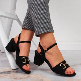 Sandálias no poste com decoração S. Bararski W OLI158A preta preto 2 Sandálias no poste com decoração S. Bararski W OLI158A preta preto 2