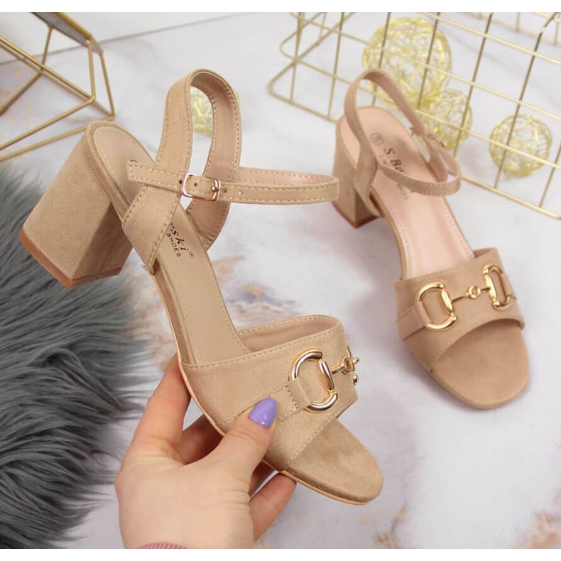 Sandálias no poste com ornamento S. Barski W OLI158B bege 1