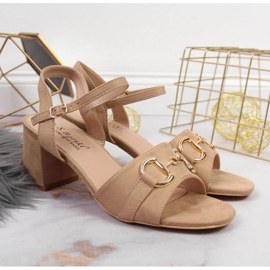 Sandálias no poste com ornamento S. Barski W OLI158B bege 2