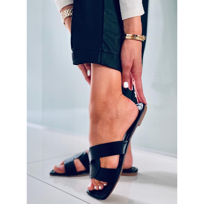 Slides com sola quadrada Nitya Black preto 2