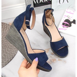 Sandálias de cunha Vinceza W JAN104A azul marinho 1