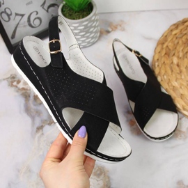 Sandália de cunha preta Vinceza W JAN106A preto 1