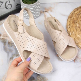 Sandálias de cunha Vinceza W JAN106B bege 1