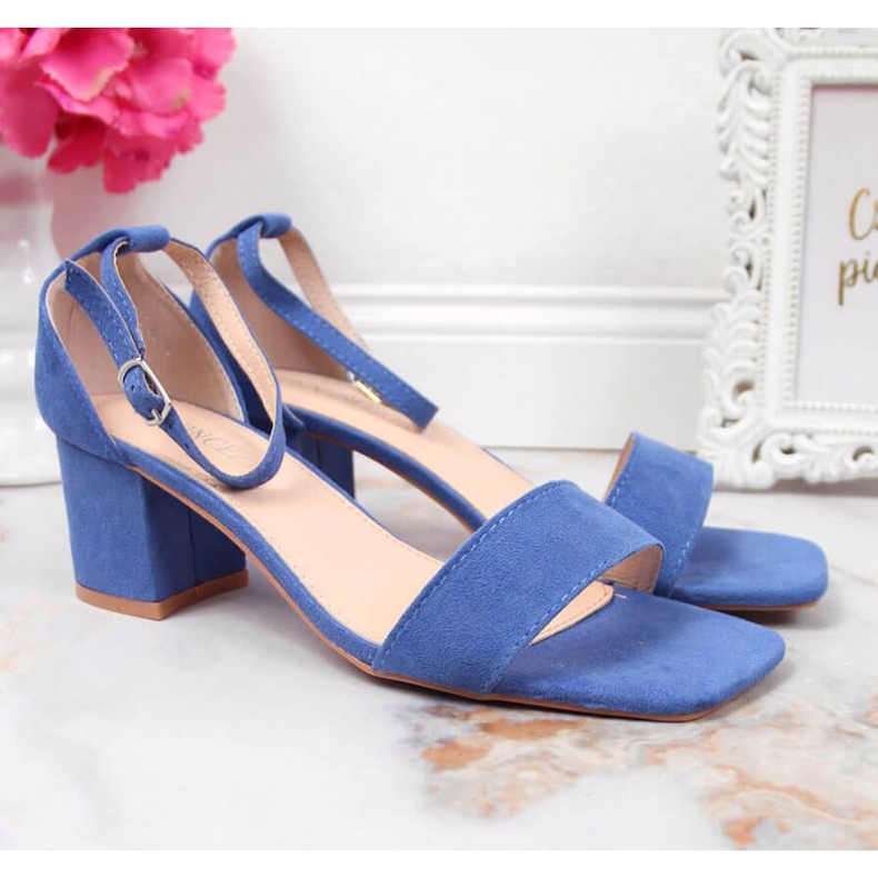 Sandálias no poste de Vinceza W JAN107B azul 2