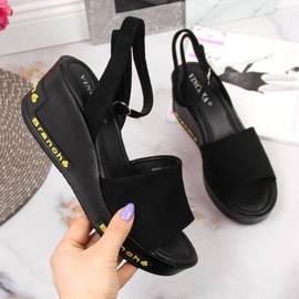 Sandália de cunha preta Vinceza W JAN108A preto 1