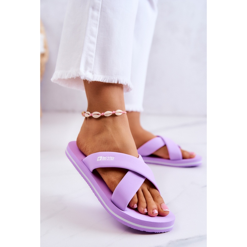 Chinelos femininos de espuma Big Star JJ274A340 Violeta roxo 2