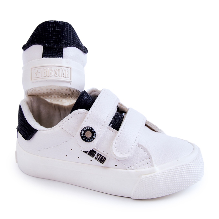 Tênis infantil com velcro Big Star JJ374108 Branco-Preto 2